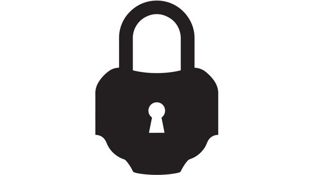 Padlock icon with keyhole symbol, bold solid black security emblem for digital privacy and access control featuring lock, protection, authentication