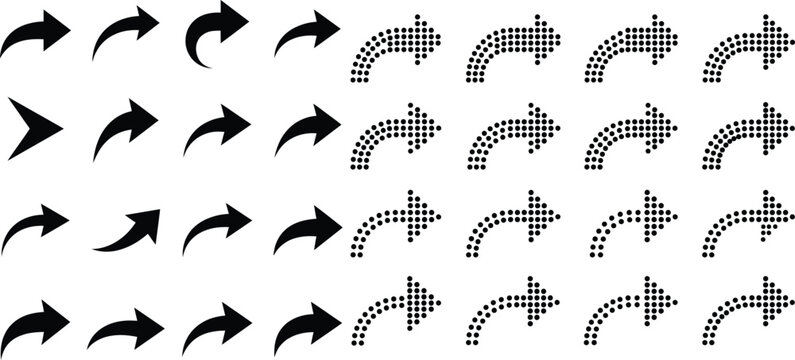 Curved arrow icons. curved arrows set. arrow symbol collection. vector