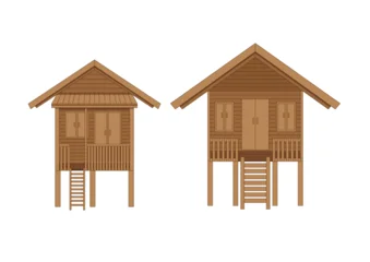 wooden house design on white background illustration vector © nantana