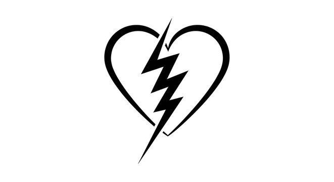 Black heart shape with arrow through it, minimalist symbol
