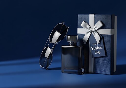 Elegant men's fragrance gift set with blue and silver accents