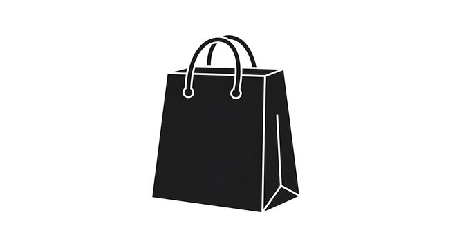 Black leather handbag with silver zipper and handle, isolated on white background, purse