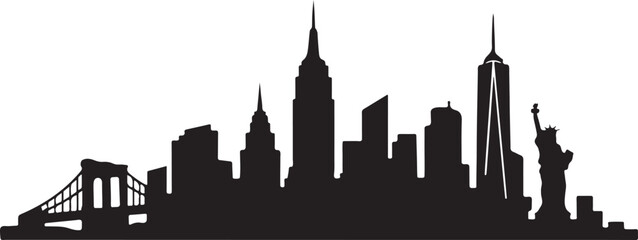 New York skyline vector icon, cityscape silhouette, urban landmark clipart. © MOSTSHAMIMA