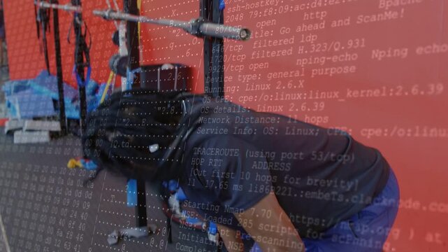 Hanging grip starting man pulling up, leaning gripping barbell, text overlay growing, for strength