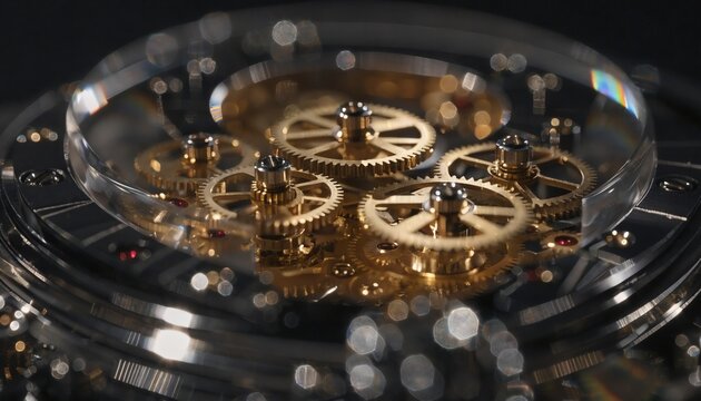 Ultra-detailed macro shot of an open luxury wristwatch mechanism