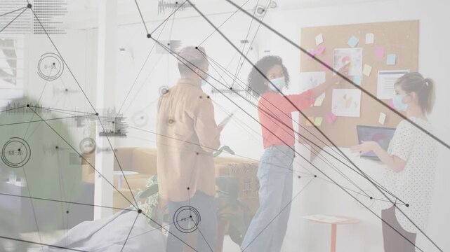 Vertical video: Overlay appearing, red-top moving notes on corkboard, sharing laptop, updating plan