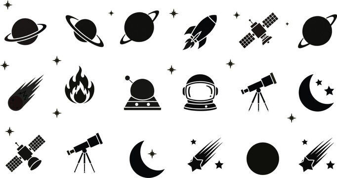set of vector icons  discover earth