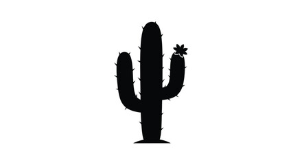 A dark cactus with a flower depicted as a striking silhouette © adobeamena
