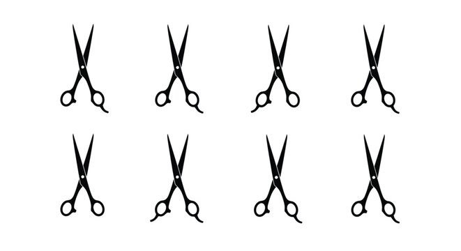 Arrangement of black scissors in a repeating pattern silhouette