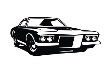 Obraz premium Vintage pickup truck vector illustration, classic 4x4 off-road vehicle silhouette, retro black and white automotive graphic, old school pickup truck icon