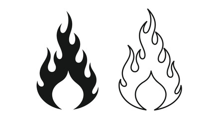 Two flame designs one black and one white create striking contrast silhouette © adobeamena