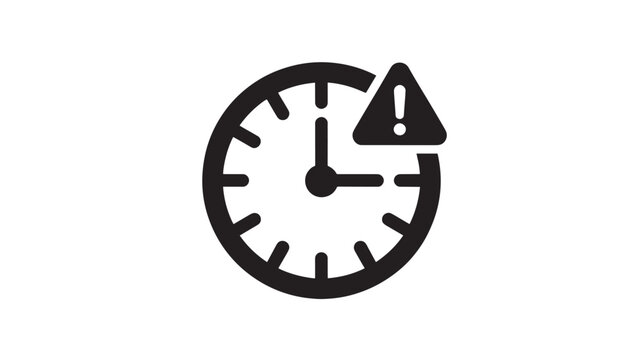 Time Management Icon with Warning Alert for Deadline Urgency and Productivity Concepts