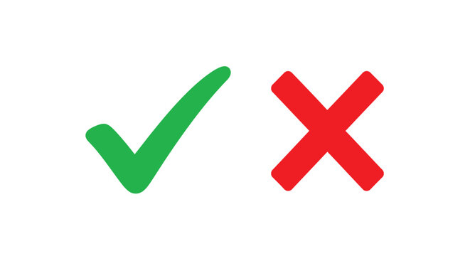 Green checkmark and red x mark displayed side by side a simple silhouette