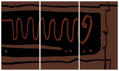 Modern interior triptych. The picture is painted by hand on a tablet. © neurostructure