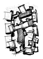Abstract image for printing. Picture for modern interiors. The picture is painted by hand on a tablet. © neurostructure