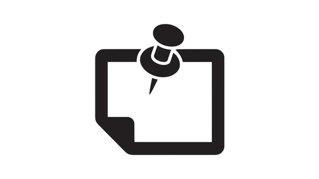 Black Note Icon with Thumbtack Vector for Business Organization and Reminders