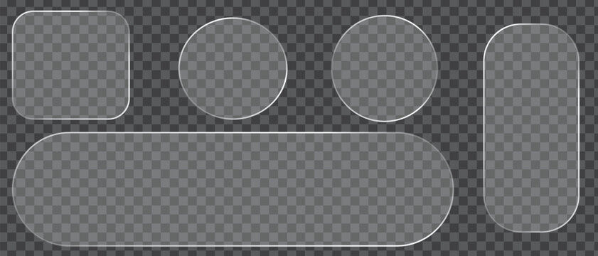 Glass UI Shapes Set Transparent Rounded Buttons Interface Elements