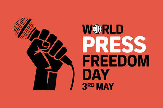 World Press Freedom Day on May 3rd with fist holding microphone  global journalism event