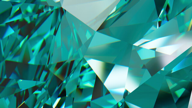 Geometric Mint Green Crystal Abstract Background, Dynamic abstract background with teal and turquoise geometric facets and light. Perfect for modern designs.