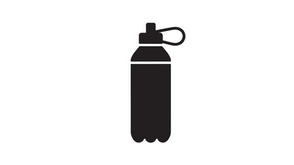 Obraz premium Water Bottle Icon Black Silhouette for Fitness Wellness and Eco Friendly Hydration Branding Concepts