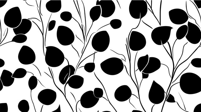 Pothos vine leaves forming elegant seamless pattern. Pothos vine leaves and branches creating a repeating organic pattern on white background