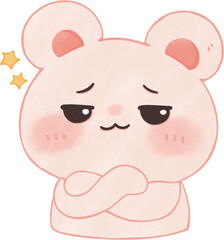 Fototapeta premium Cute Bear Smug Confident Expression Kawaii Cartoon