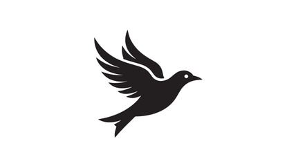 Fototapeta premium Bird Flying Silhouette, Minimalist Black Avian Icon for Freedom, Peace, and Nature Conservation Branding