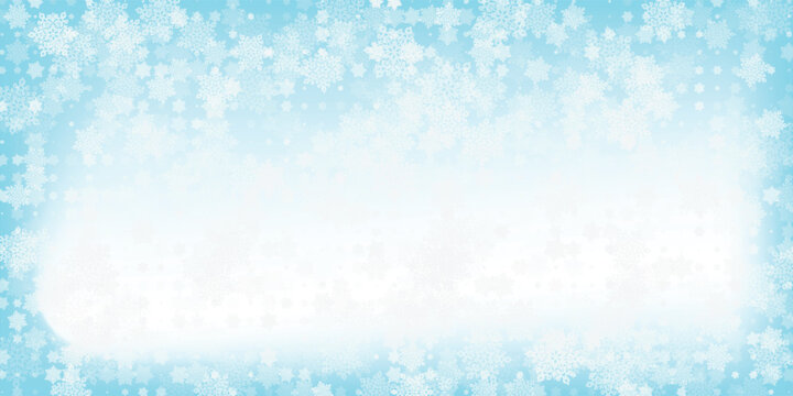 Abstract winter snowflake background with gradient blue and white colors