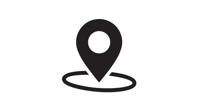 Black Map Pin Icon On White Background For Navigation Concepts