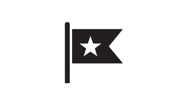 Black Flag With White Star Waving On Pole For Protest Or Awareness Campaigns