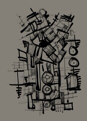 Abstract image for printing. Picture for modern interiors. The picture is painted by hand on a tablet. © neurostructure
