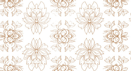 Fototapeta premium Elegant Golden Floral Line Art Illustration