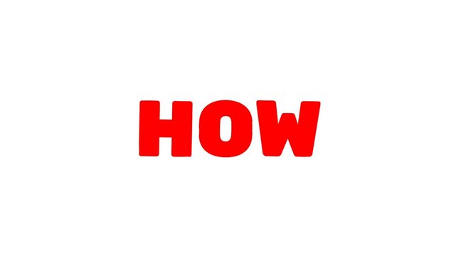 Bold how text animation in red on a light background, featuring a clean and smooth motion, ideal for tutorials and explainer visuals.