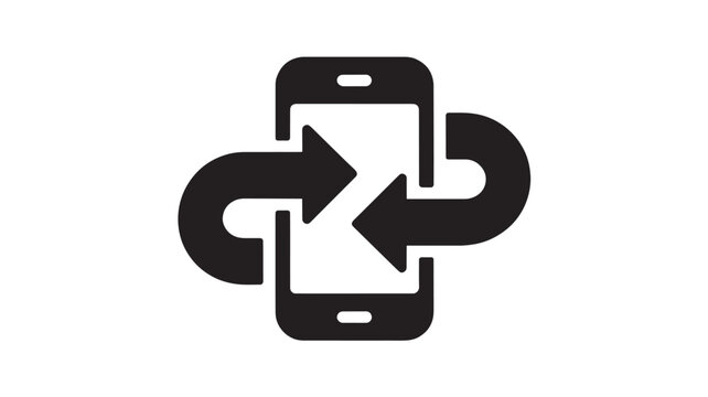 Smartphone Icons Exchanging Data On White Background For Technology Concepts