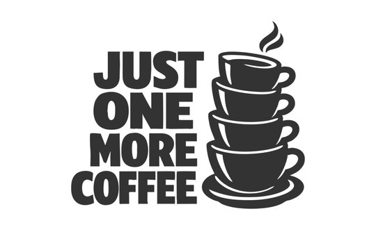 Vector graphic of steaming coffee cups stacked with text overlay for lifestyle or cafe marketing