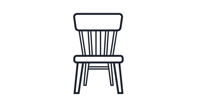 Minimalist black line of a wooden stool with crossbars furniture