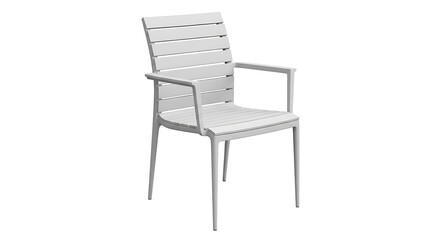 Fototapeta premium Modern white plastic chair with metal legs, isolated on white background