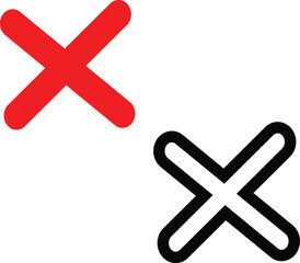 Obraz premium Modern Cross Icon Set – Bold Red X and Minimal Black Outline Symbol 