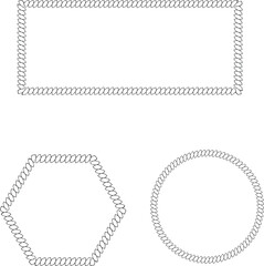 Fototapeta premium Black spiral patterns forming square, hexagon, and circle shapes