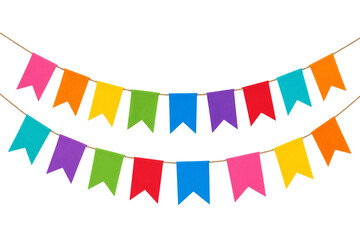 Obraz premium Varal duplo de bandeirinhas de festa junina isolado em fundo transparente 