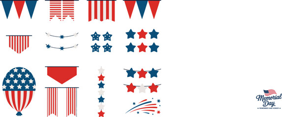 Obraz premium Patriotic American Holiday Decorations and Elements