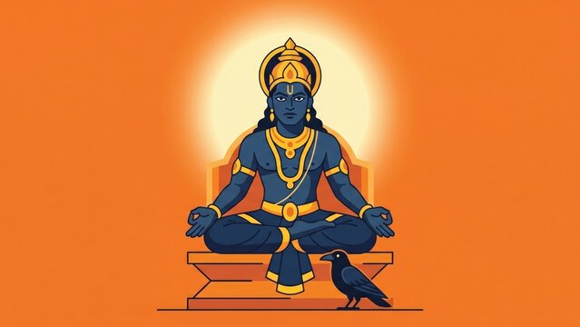 Shani Dev Vector Glow Orange Poster