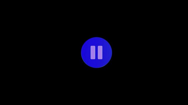 3D Pause button icon animation for media player.  3D pause button icon video motion animation. Play Pause stop media player button icon with hand pressing animation. Pause button sign icon animation