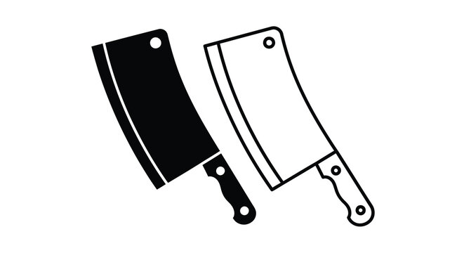 cleaver knives in black and white silhouette high quality professional detailed modern elegant stylish clean crisp vibrant colorful digital creative innovative