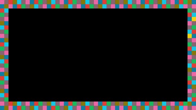 4k footage animation of black background with checker grid checkerboard groovy frame y2k square retro 90s. Trendy Grid Checkerboard. Geometric retro square vintage y2k style. Hippie 70s pattern.