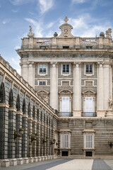 Fototapeta premium Vertical view of part of the parade ground of the Royal Palace of Madrid, Spain