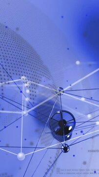 Vertical video: Camera zoom sparking glossy nodes forming chain and triangular mesh to map network