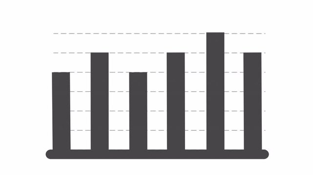 graph bar chart minimalist black and white animation showcasing business growth and market trends, Data visualization, use for business and graphic resource