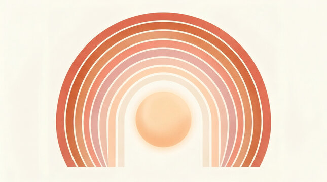 Abstract sun and moon fusion gradient in warm orange tones minimalist design