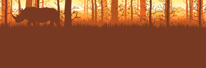 Warm orange forest vector background for wildlife campaigns © FahrizalNurMuhammad